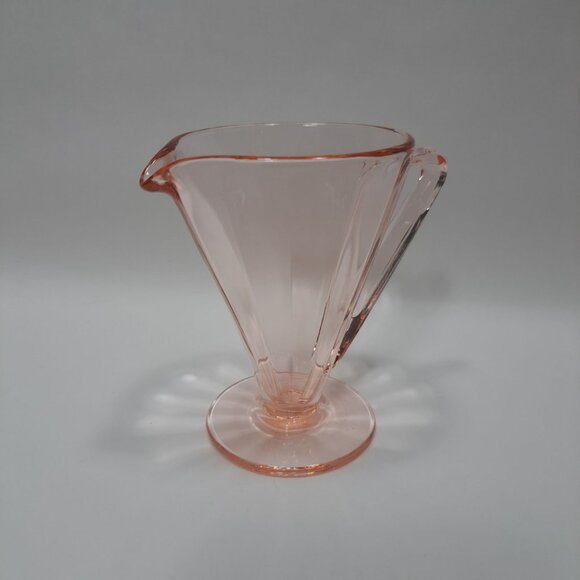 Indiana Glass Pink Depression Creamer Ribbed 30s Vintage 4" tall - Picture 3 of 9